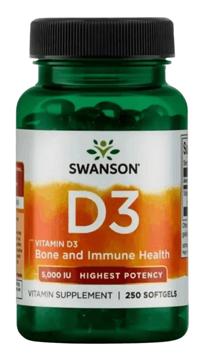 Vitamina D3 5.000 ui 250 caps.-Photoroom Vitamina D3 5000 IU Swanson® – 250 Softgels | Alta Potencia - Imagen 1